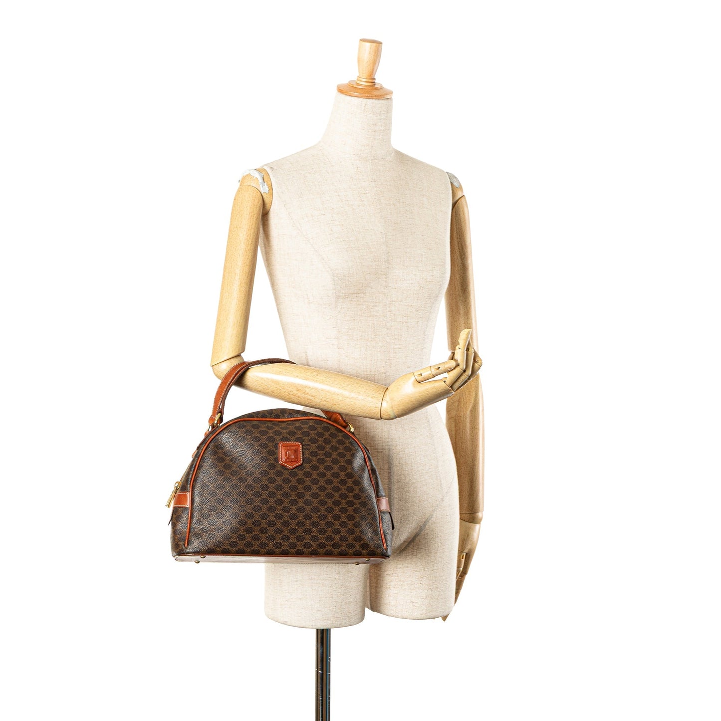 Celine Macadam Coated Canvas Handbag Brown