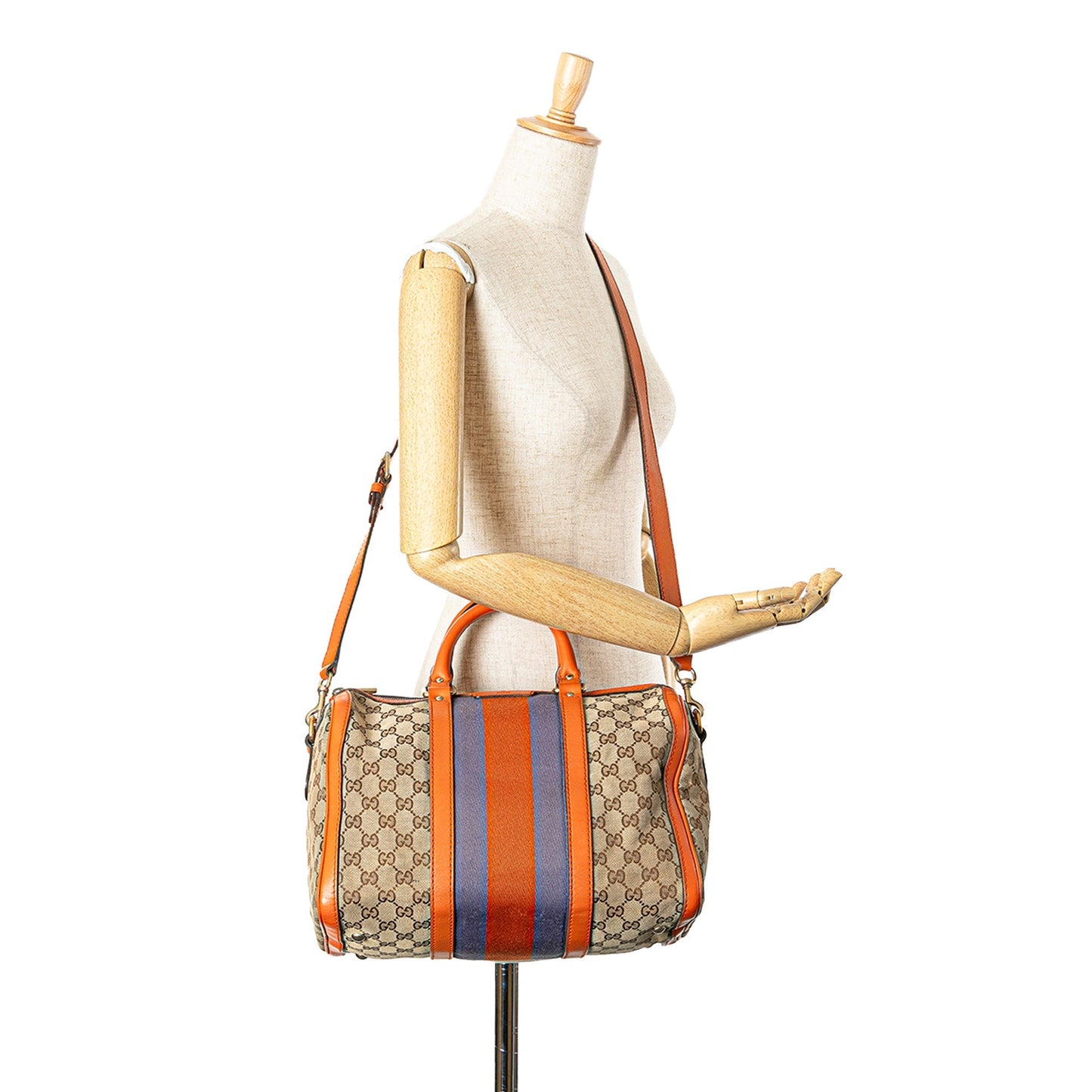 Gucci GG Canvas Web Joy Boston Bag Brown