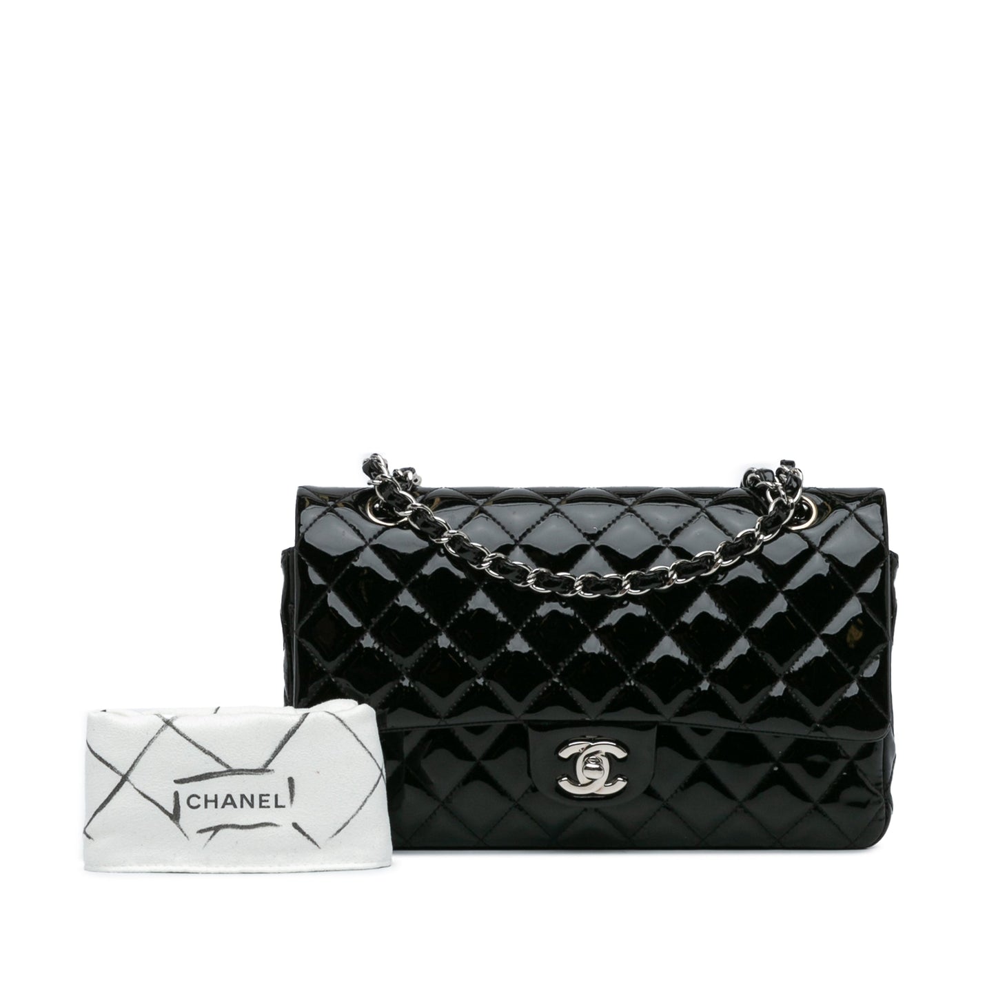 Chanel Medium Classic Patent Double Flap Black