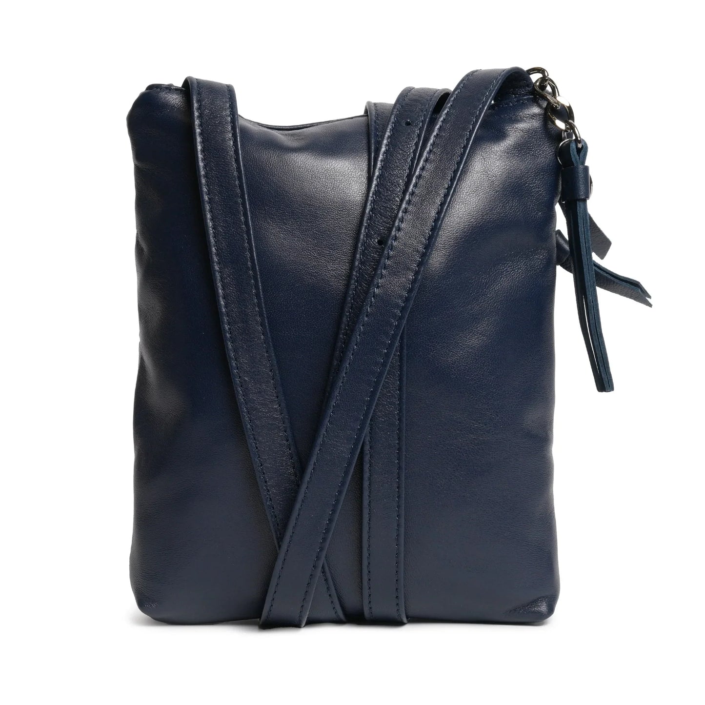 Women Intrecciato Soft Nappa and Patent Leather Messenger in Deep Blue