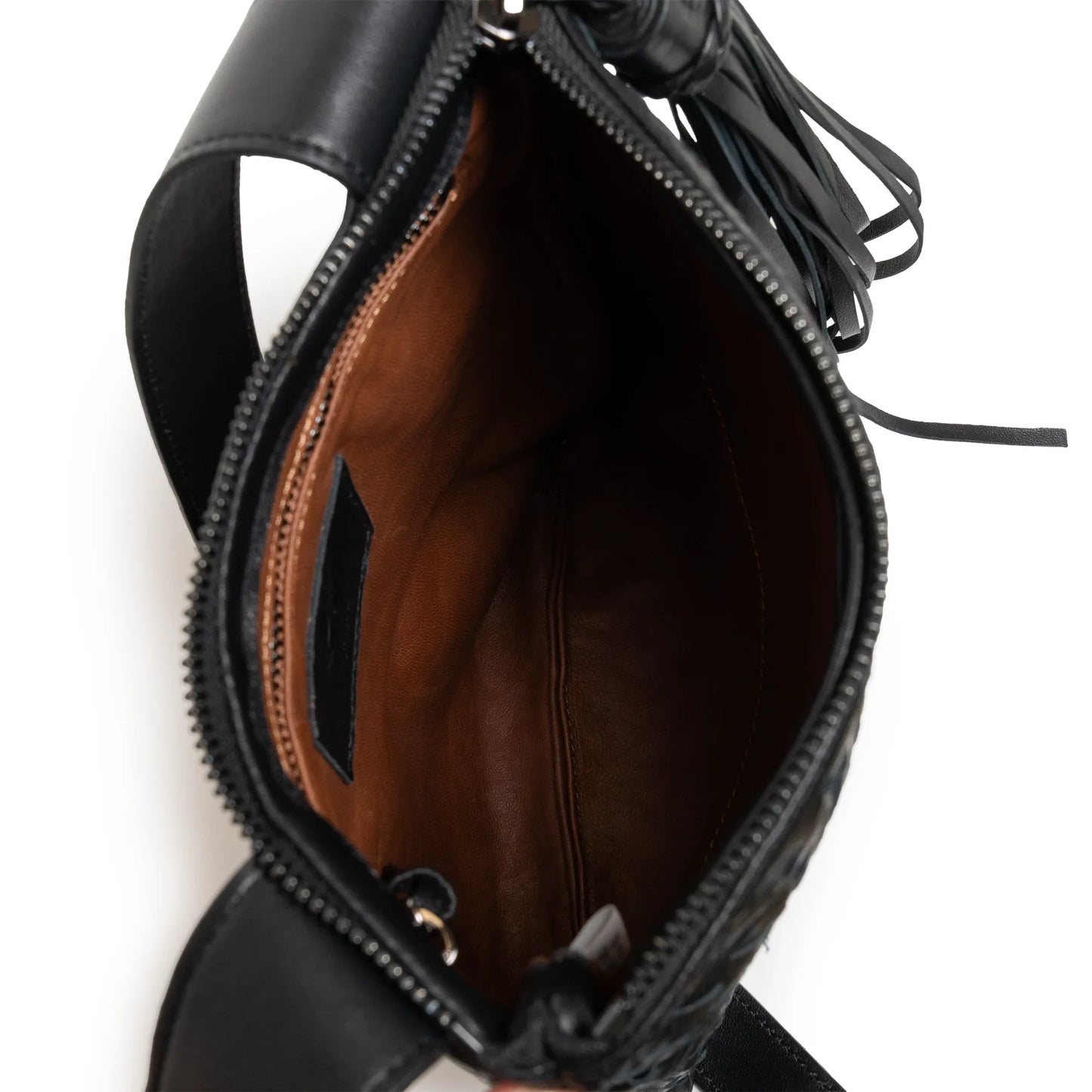 Kim Nappa and Suede Leather Crossbody Bag in Black