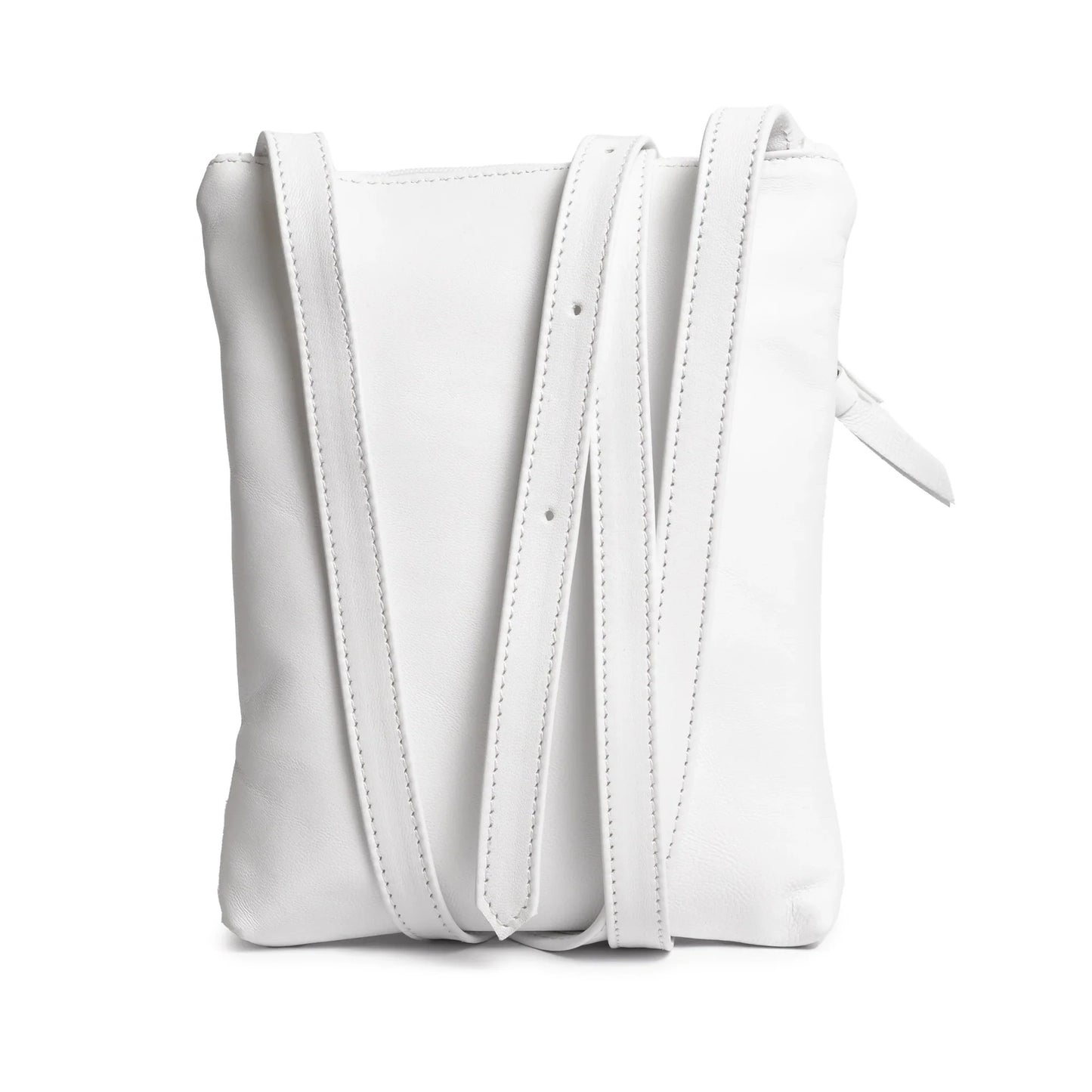 Women Intrecciato Soft Leather Messenger in White and Silver