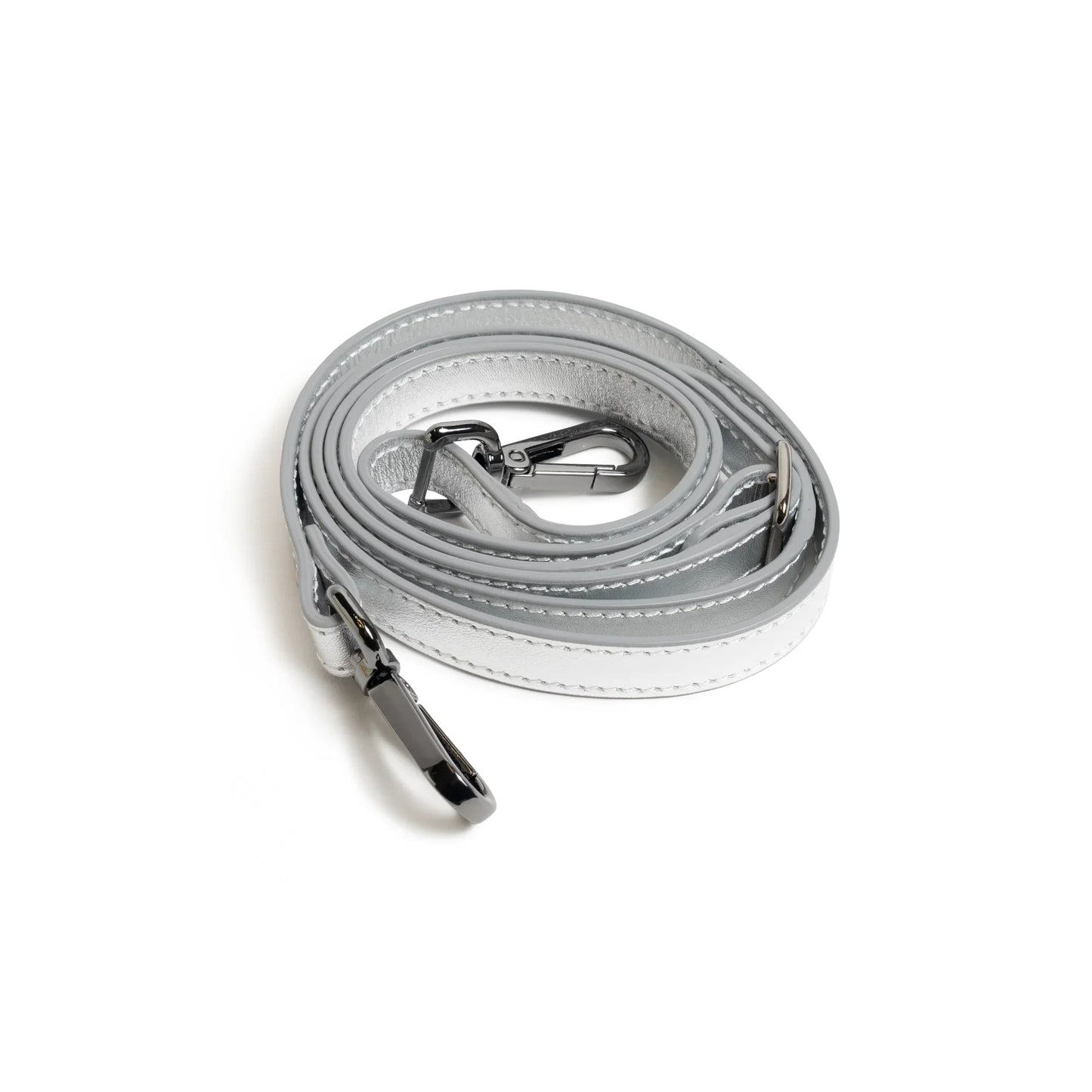 Stripes Medium Shopping Bag in White and Silver Nappa Leather
