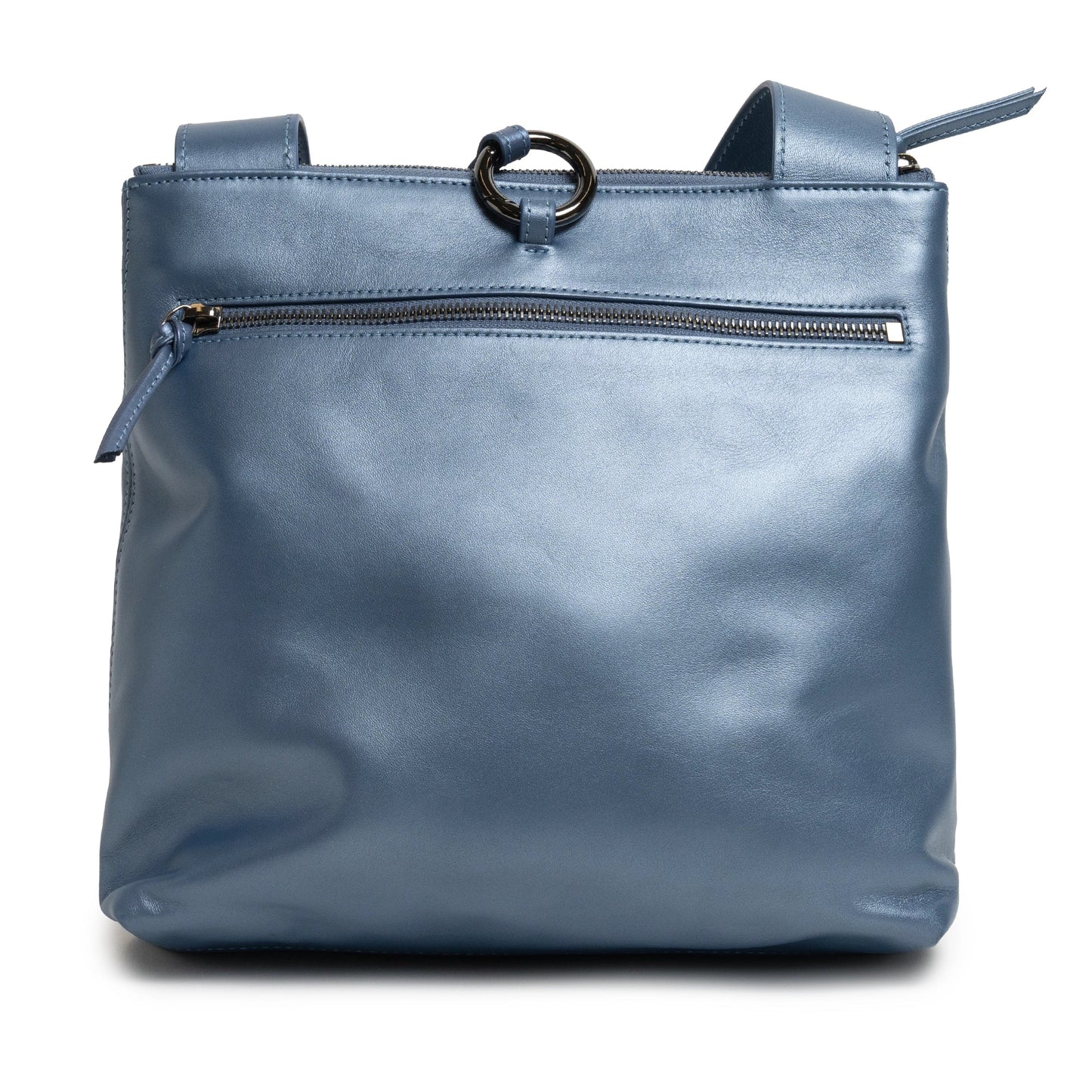 Women's Leather Crossbody Bag Intreccio Optical in Softy Perlato Avio