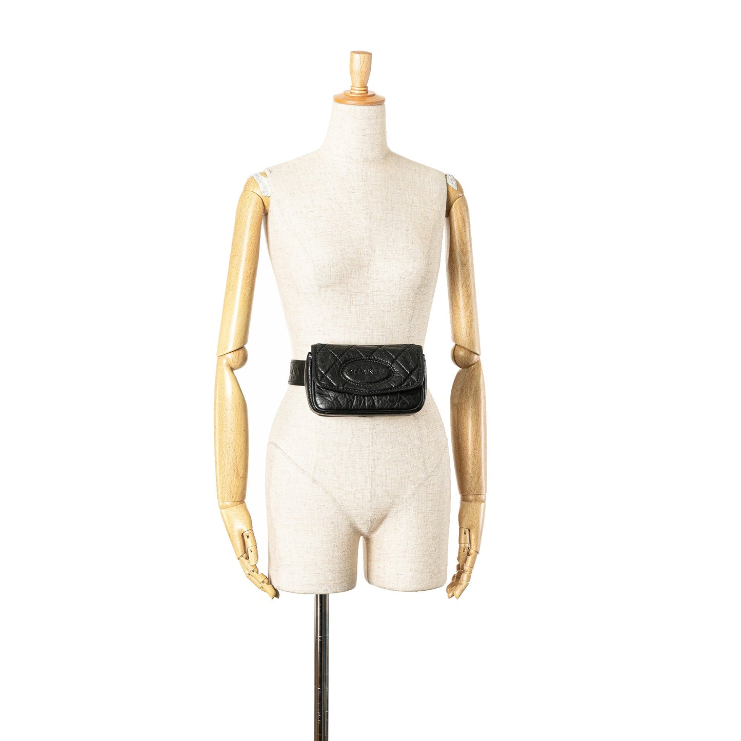 Chanel CC Aged Calfskin Logo Flap Belt Bag Black