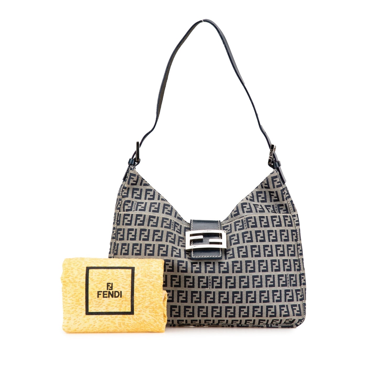 Fendi Zucchino Canvas Shoulder Bag Gray