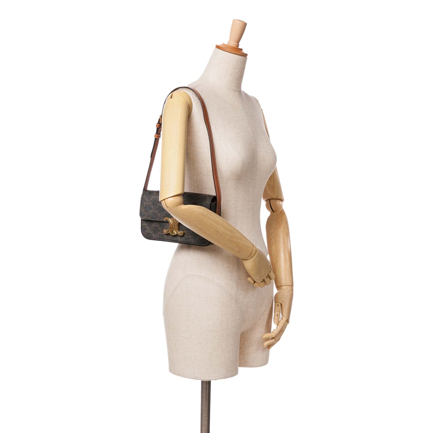 Celine Triomphe Coated Canvas Claude Shoulder Bag Brown