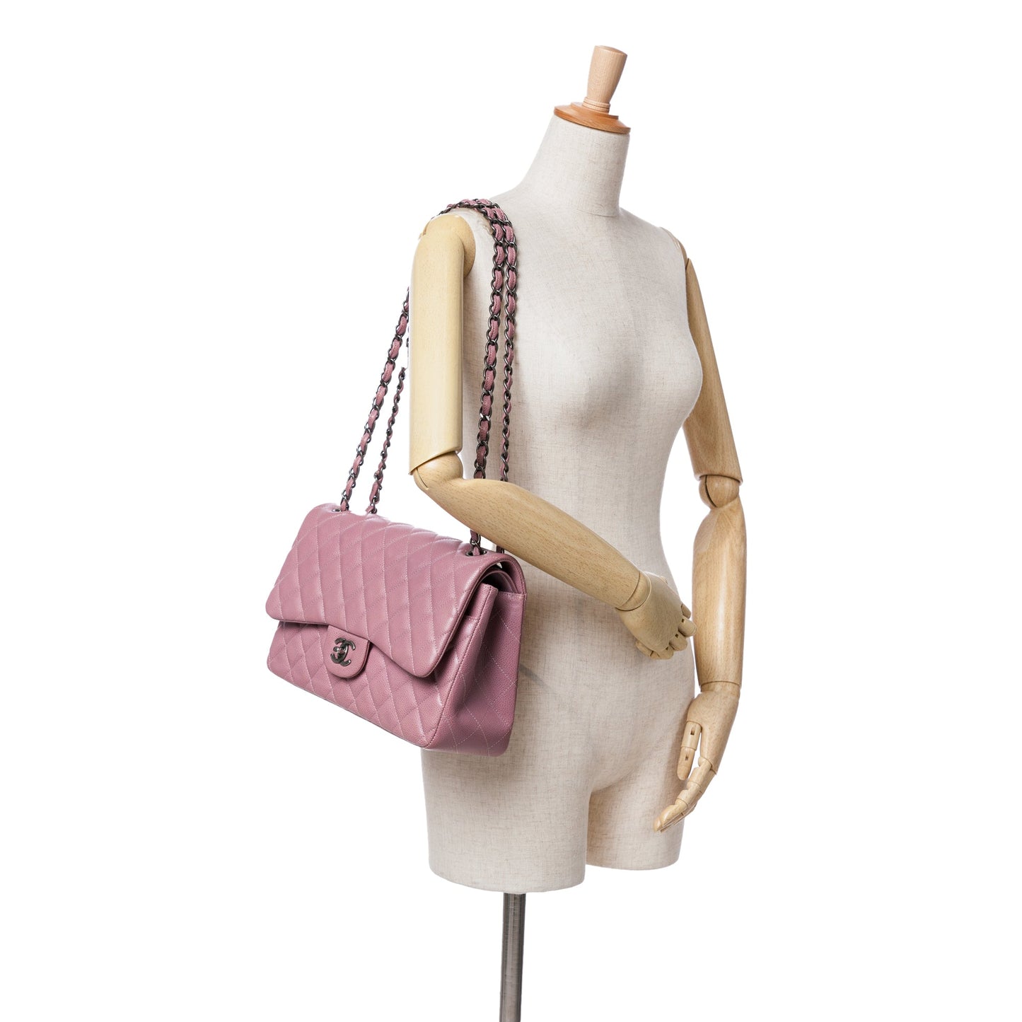 Chanel Jumbo Classic Caviar Double Flap Pink