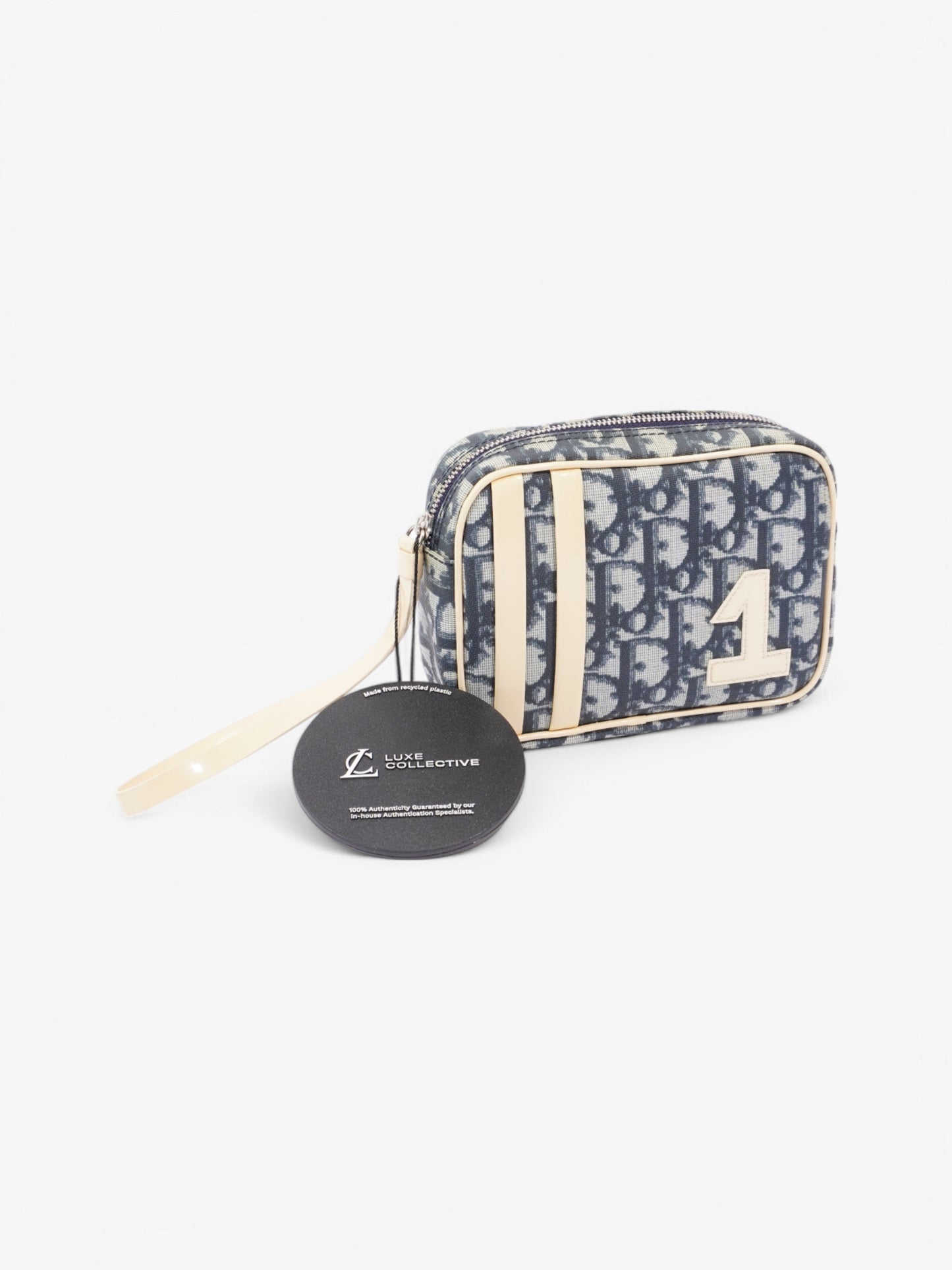 Christian Dior Vintage Pouch Blue / Beige Canvas
