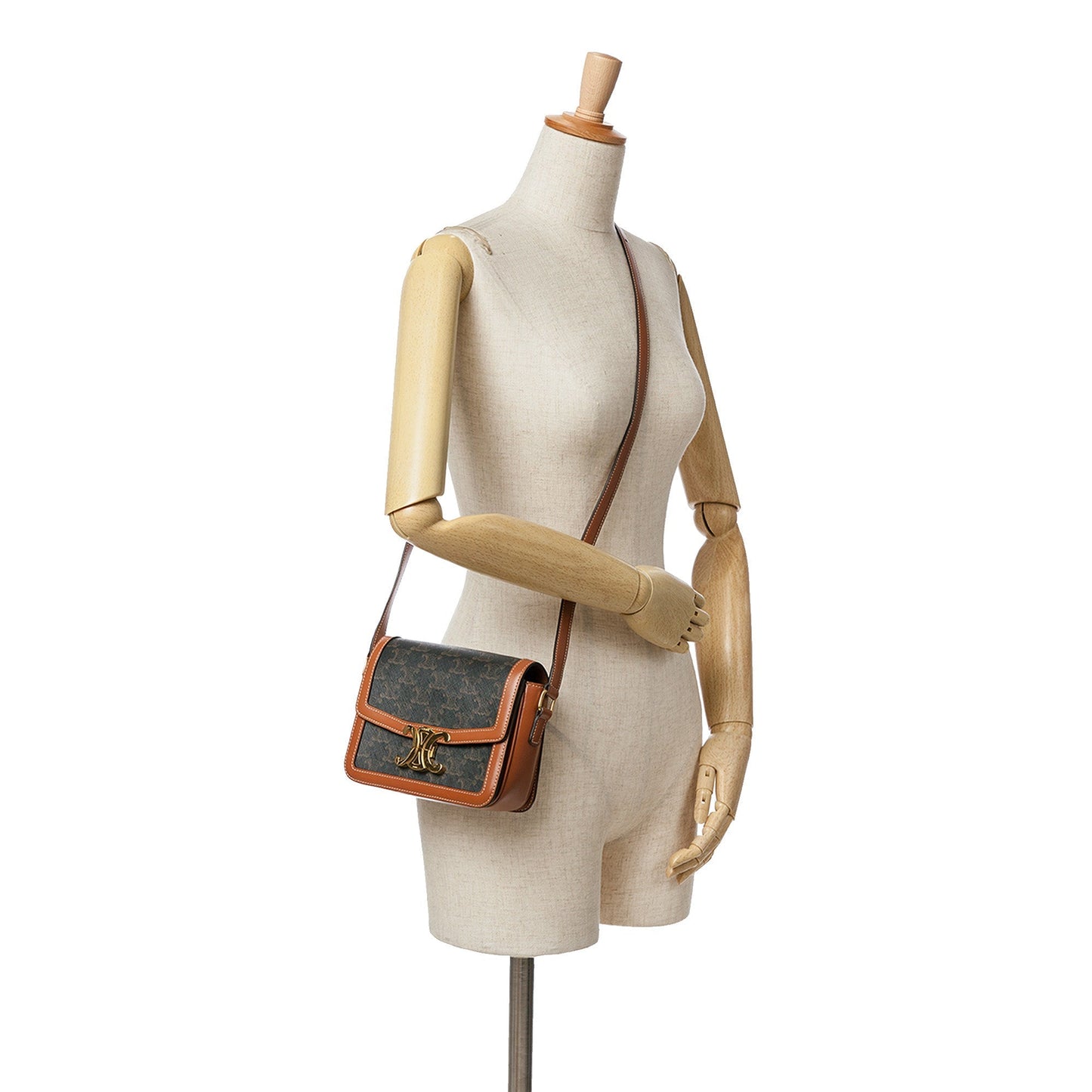 Celine Teen Coated Canvas Triomphe Crossbody Brown