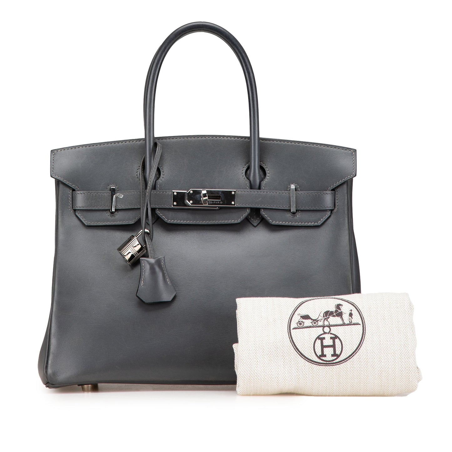 Hermès Box Calf Birkin Retourne 30 Gray