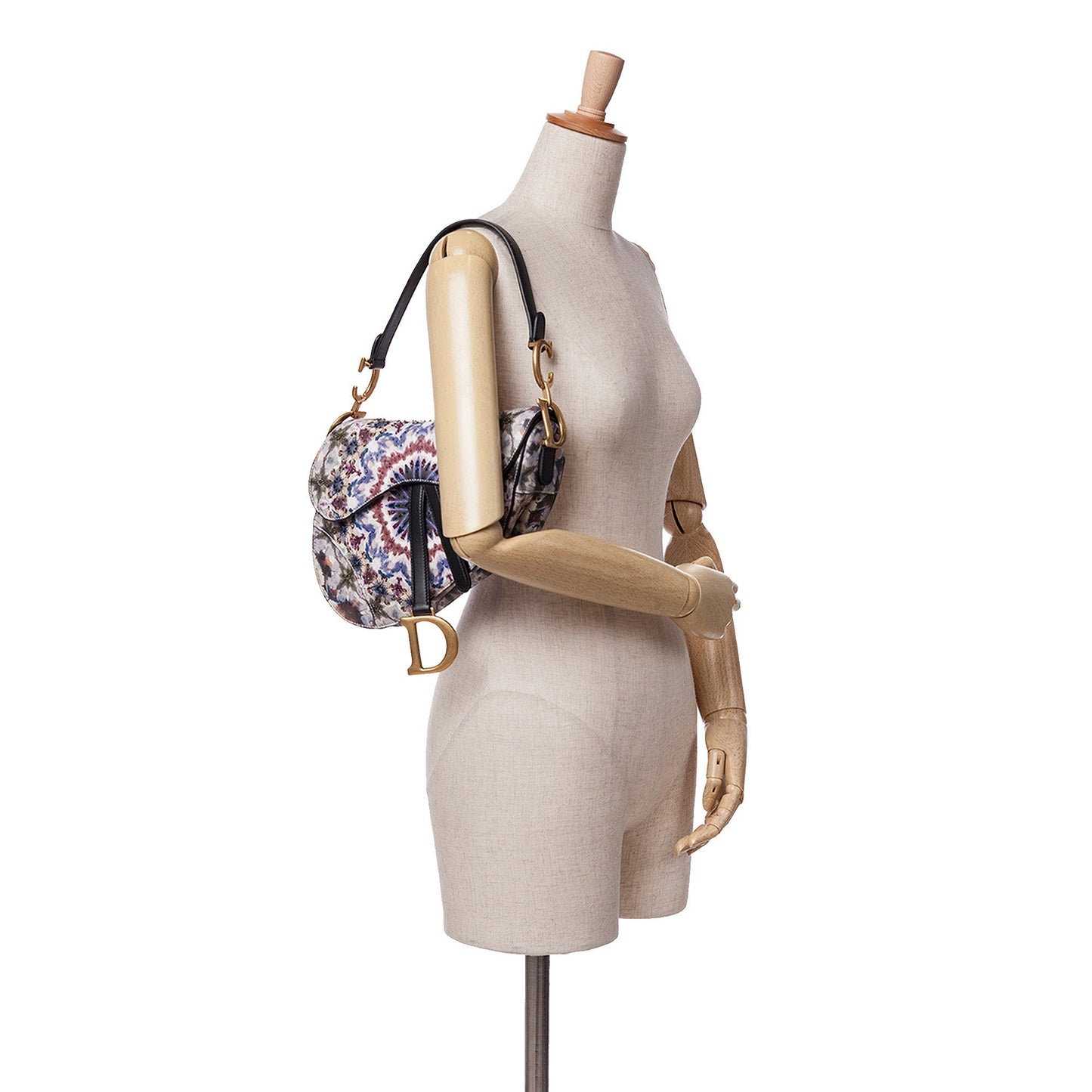 Dior Canvas Embroidered Kaleidiorscopic Saddle Bag Blue
