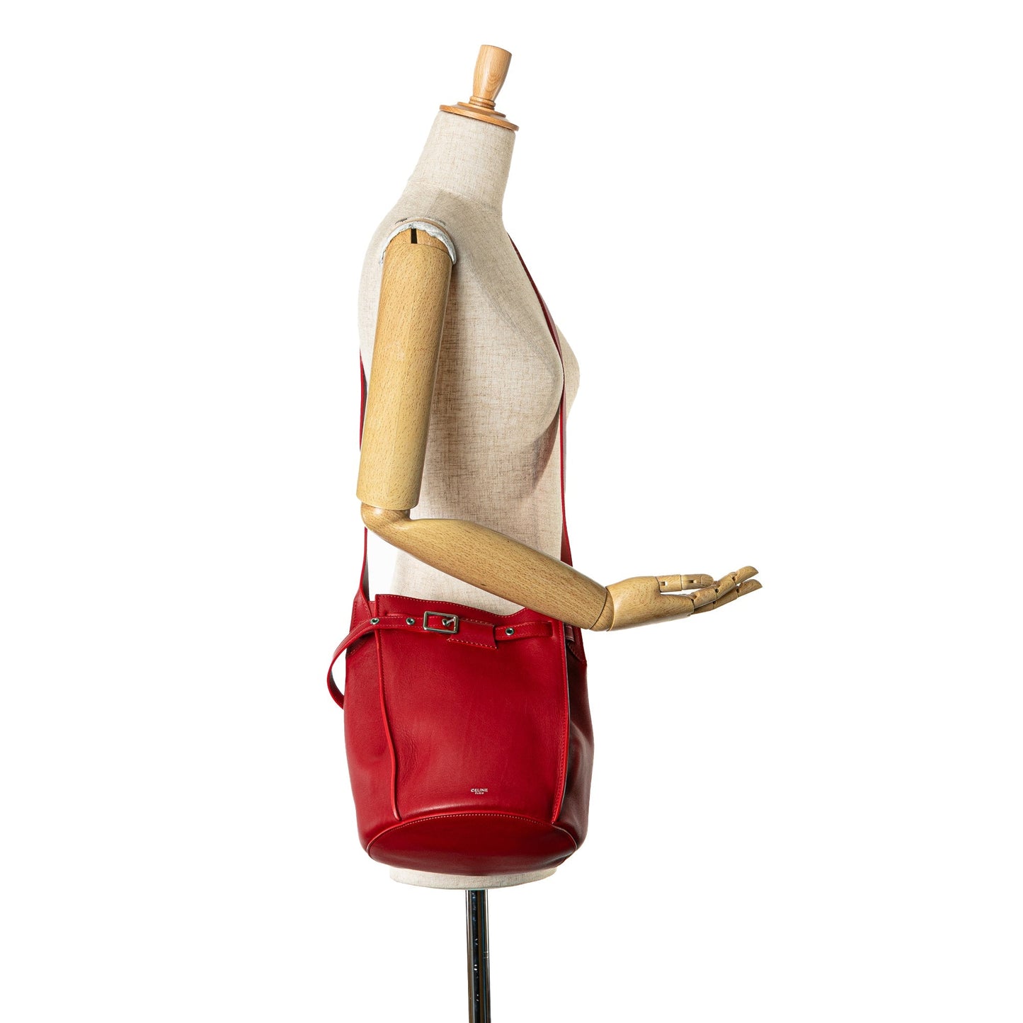 Celine Leather Big Bag Bucket Crossbody Red