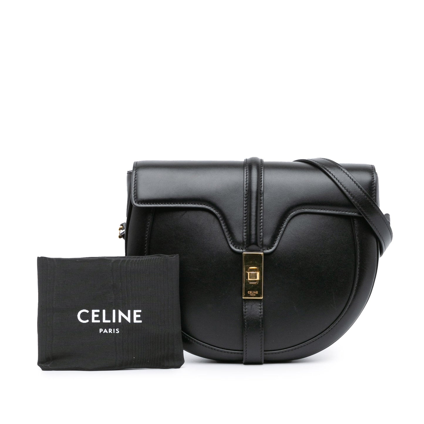 Celine Medium Leather Besace 16 Crossbody Black