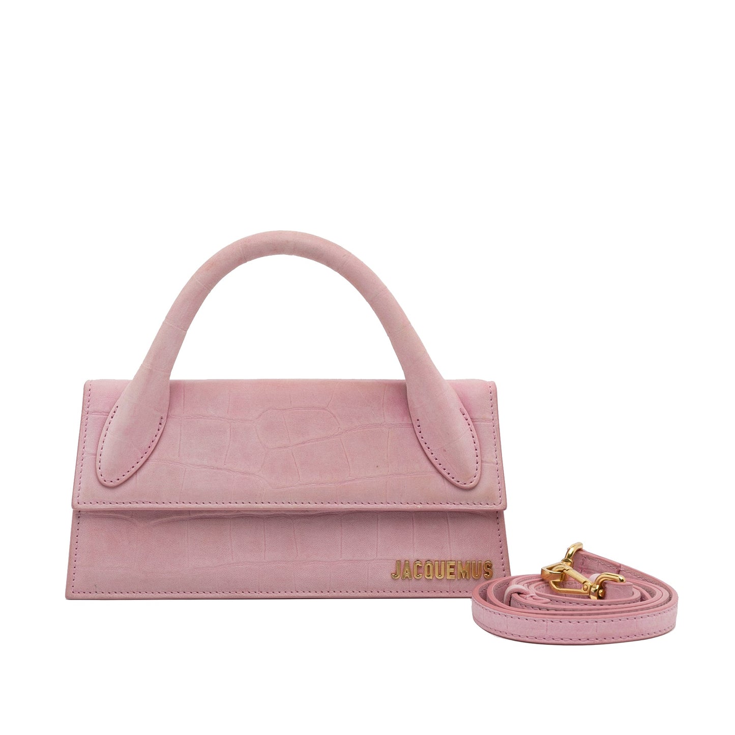 Jacquemus Suede Embossed Le Chiquito Long Pink