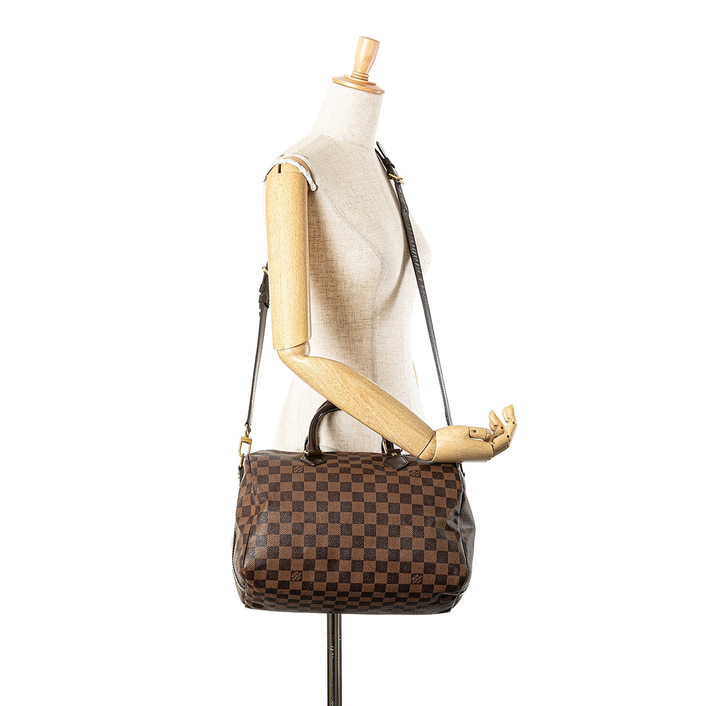 Louis Vuitton Damier Ebene Speedy Bandouliere 30 Brown