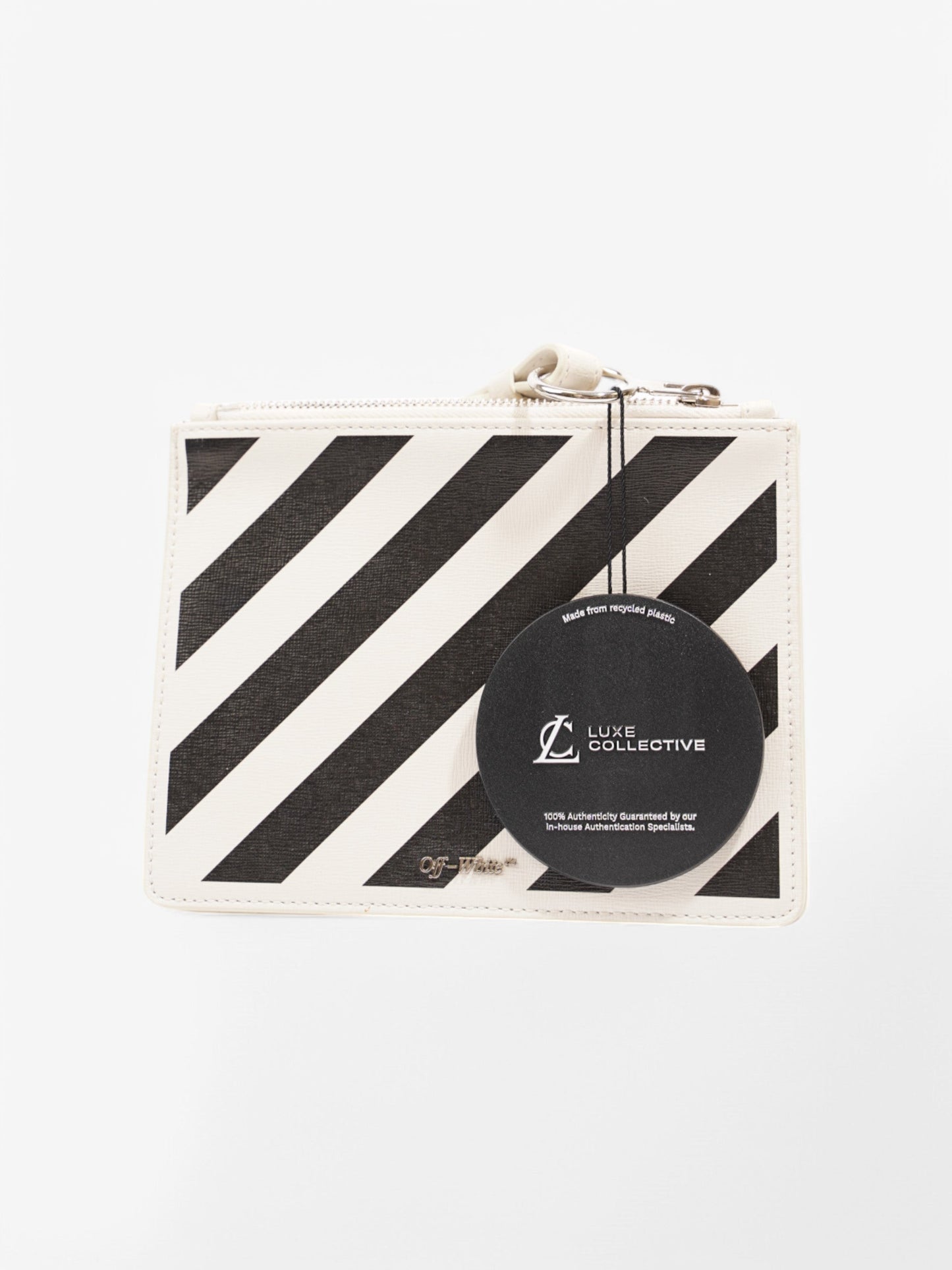 Off White Diagonal Double Flat Bag White / Black Leather
