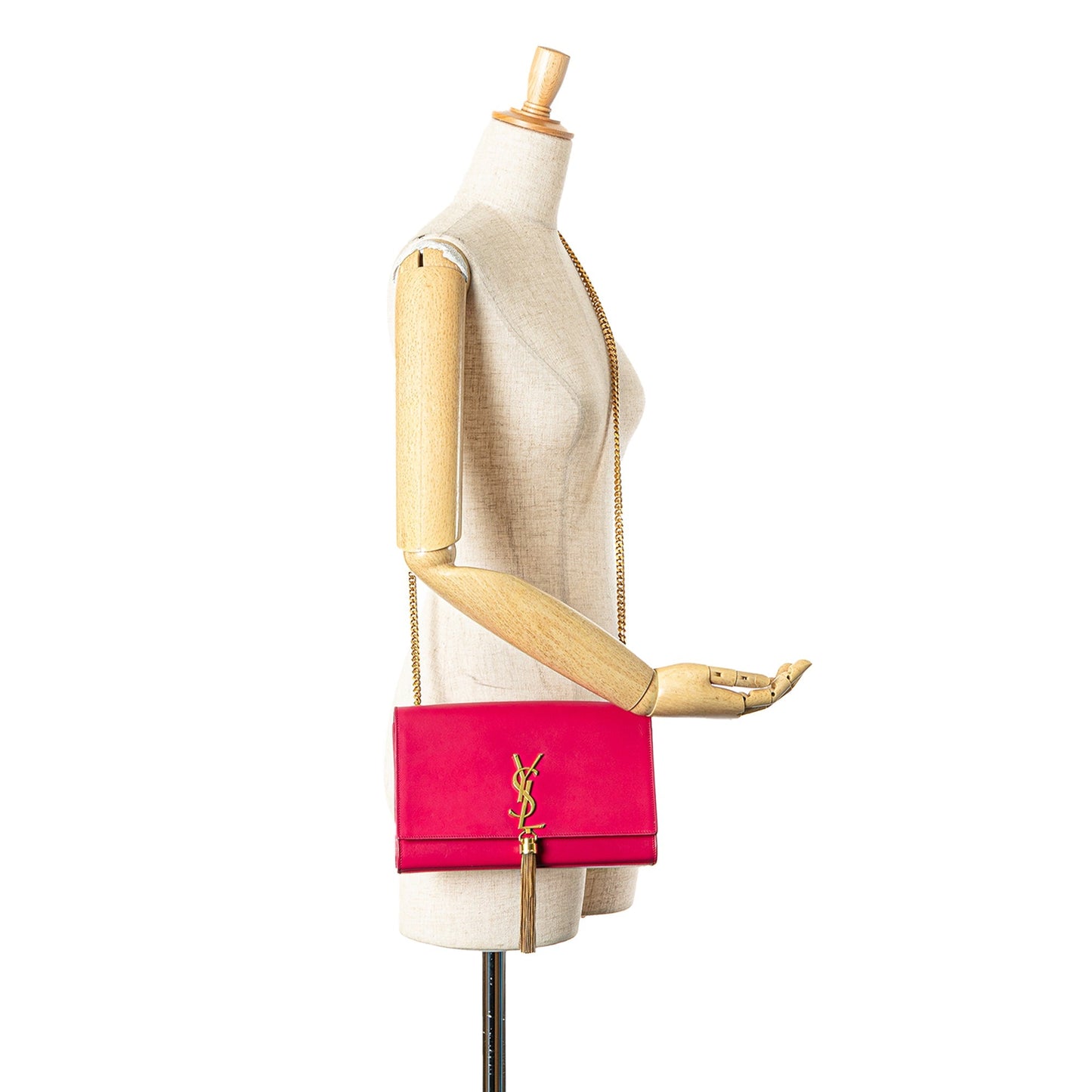 Saint Laurent Medium Smooth Calfskin Classic Monogram Kate Tassel Crossbody Pink