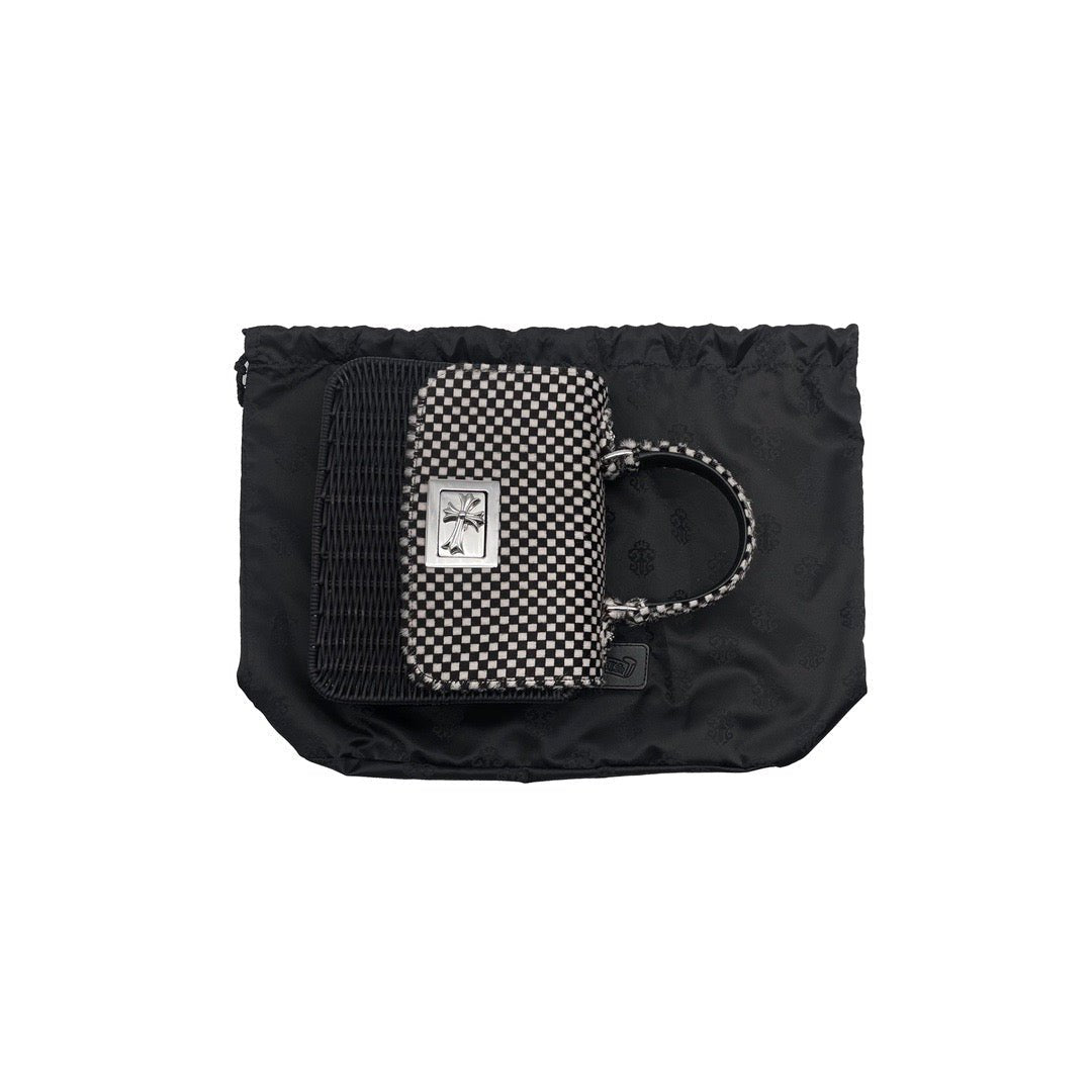 Chrome Hearts Horsehair Checkerboard Silver Cross Banboo Woven Bag