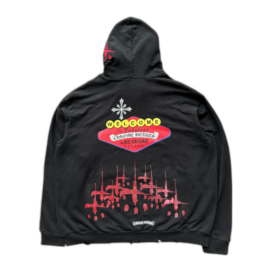 Chrome Hearts CVTVLIST Black & Red Las Vegas Hoodie