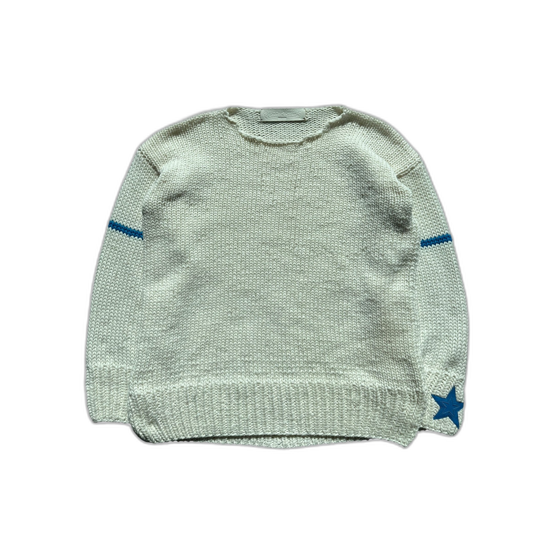 Chrome Hearts Fontainebleau White & Blue Star Patch Cashmere Sweater