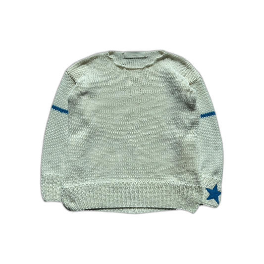 Chrome Hearts Fontainebleau White & Blue Star Patch Cashmere Sweater