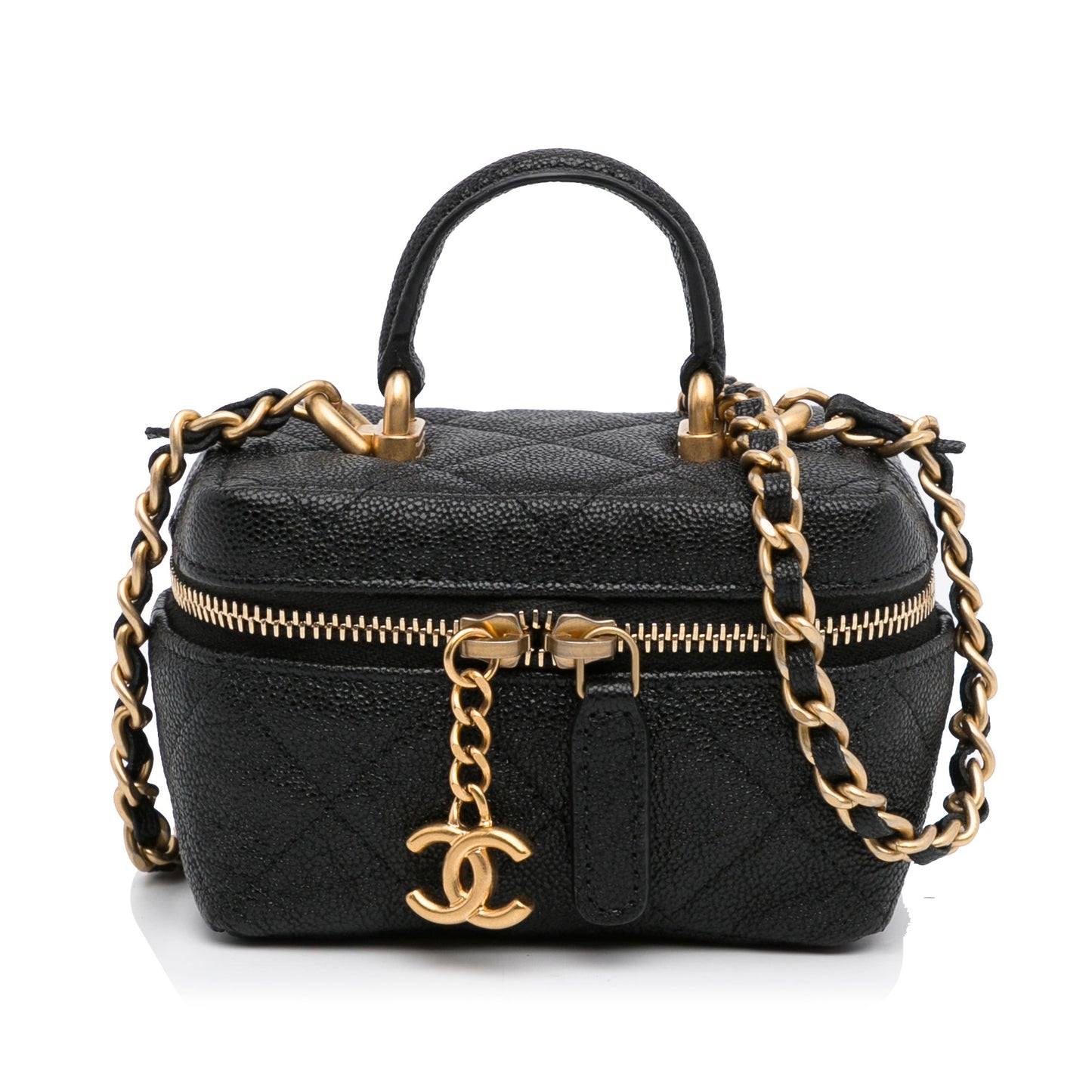 Chanel Micro Caviar Vanity Case with Chain Black