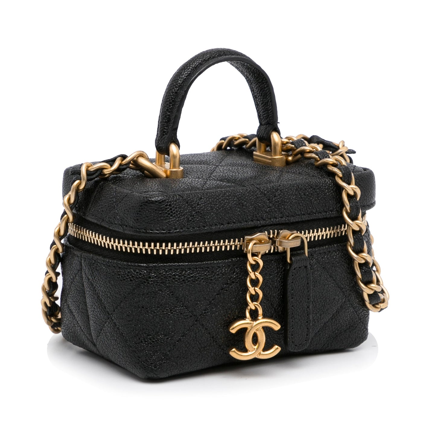 Chanel Micro Caviar Vanity Case with Chain Black