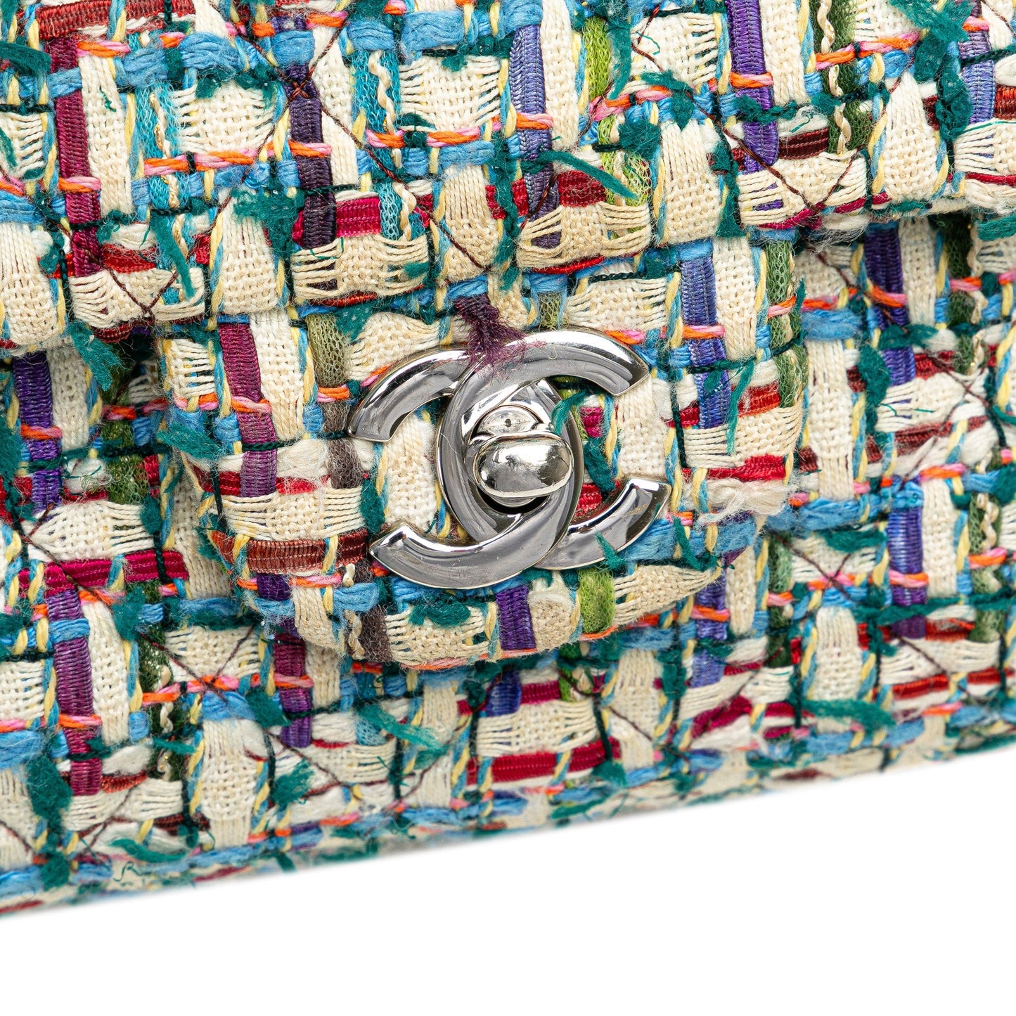 Chanel Medium Classic Multicolor Tweed Double Flap Multi