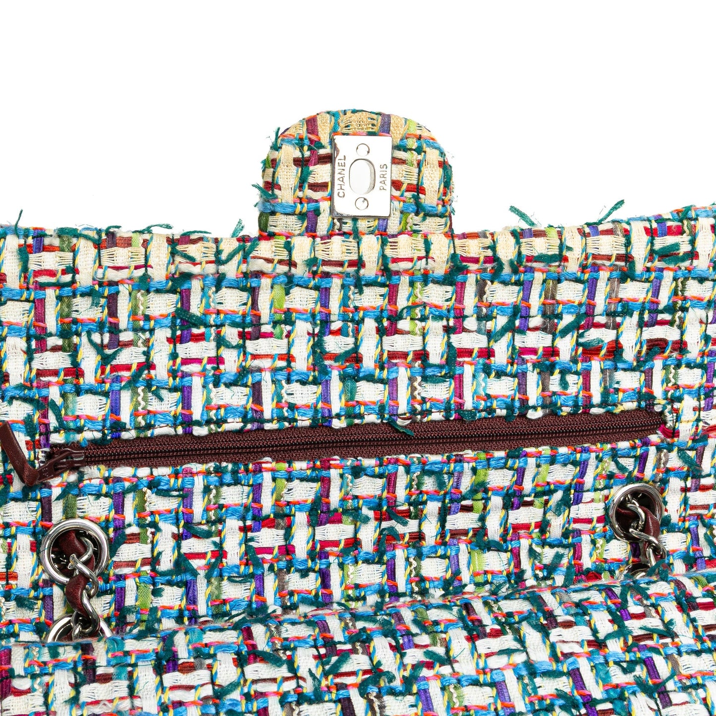 Chanel Medium Classic Multicolor Tweed Double Flap Multi
