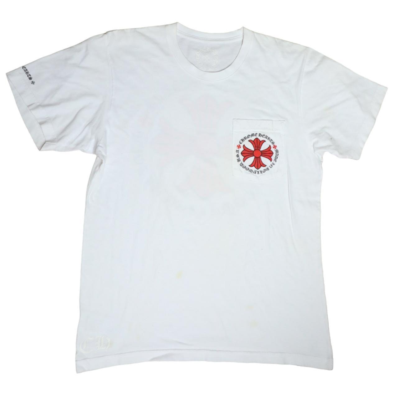Chrome hearts white red logo pocket tee