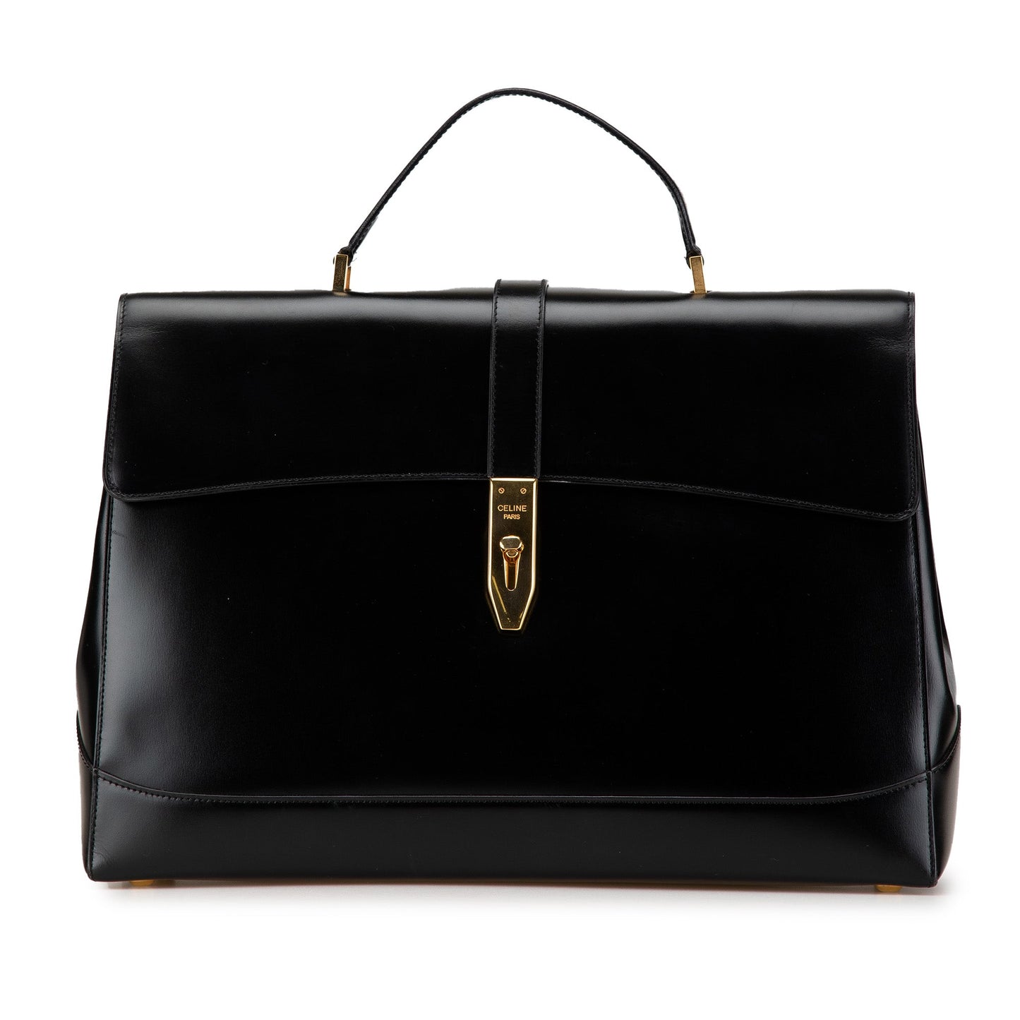 Celine Large Smooth Calfskin 16 Top Handle Bag Black