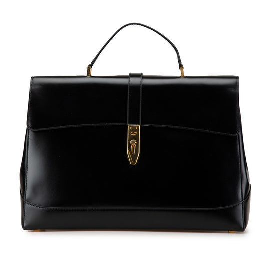 Celine Large Smooth Calfskin 16 Top Handle Bag Black