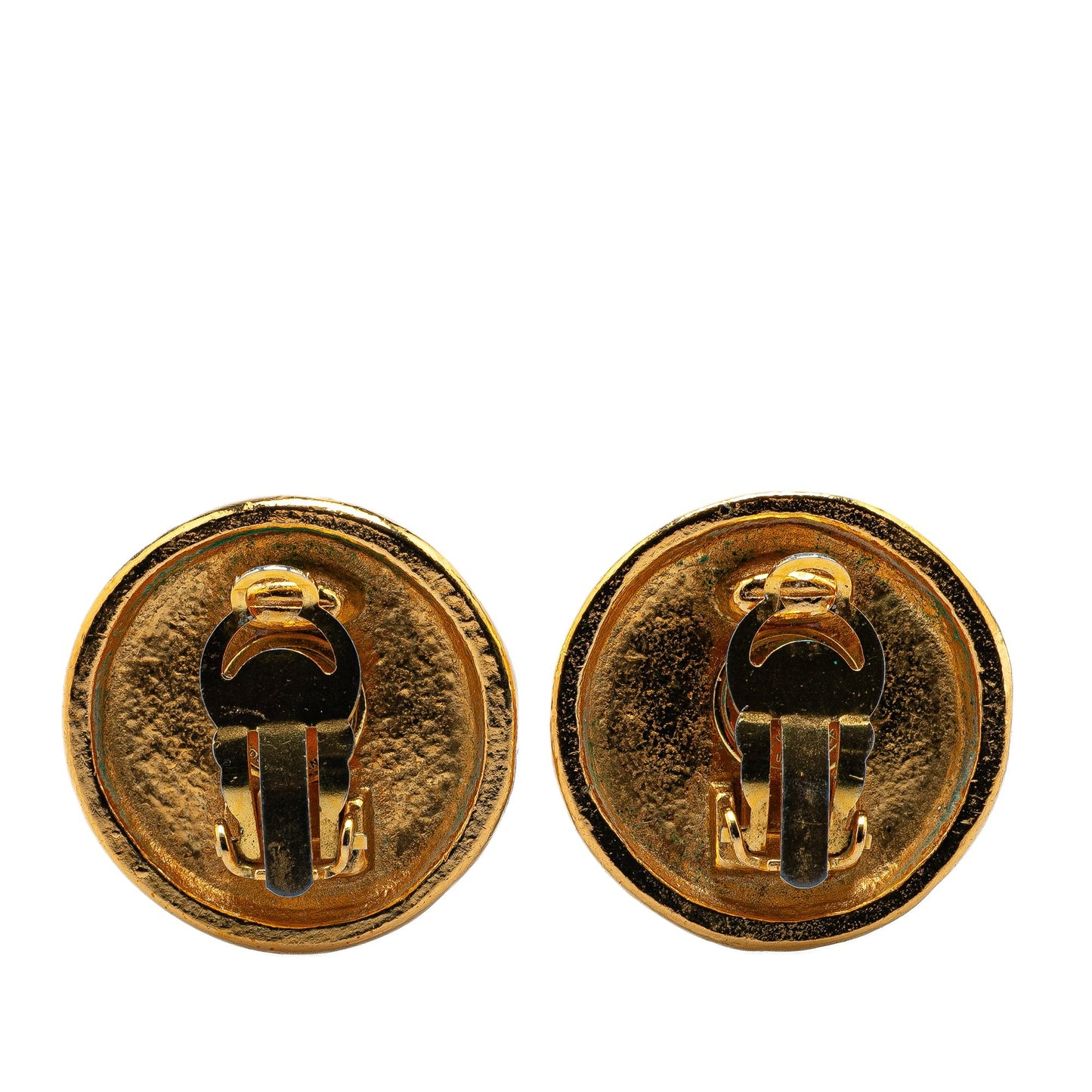 Chanel Gold Plated Faux Pearl Clip On Earrings Gold