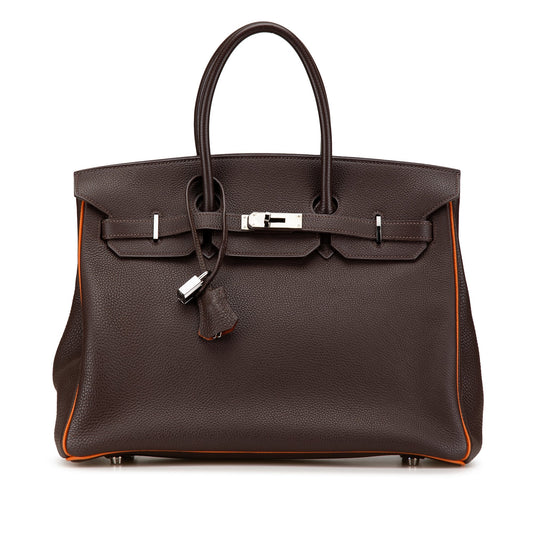 Hermès Special Order Bicolor Togo Verso Birkin Retourne 35 Brown