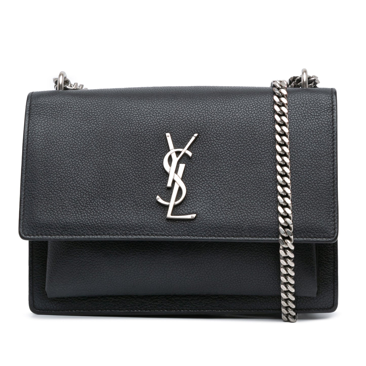 Saint Laurent Medium Leather Monogram Sunset Crossbody Black