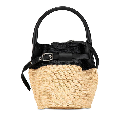 Celine Woven Raffia Nano Bucket Bag Brown