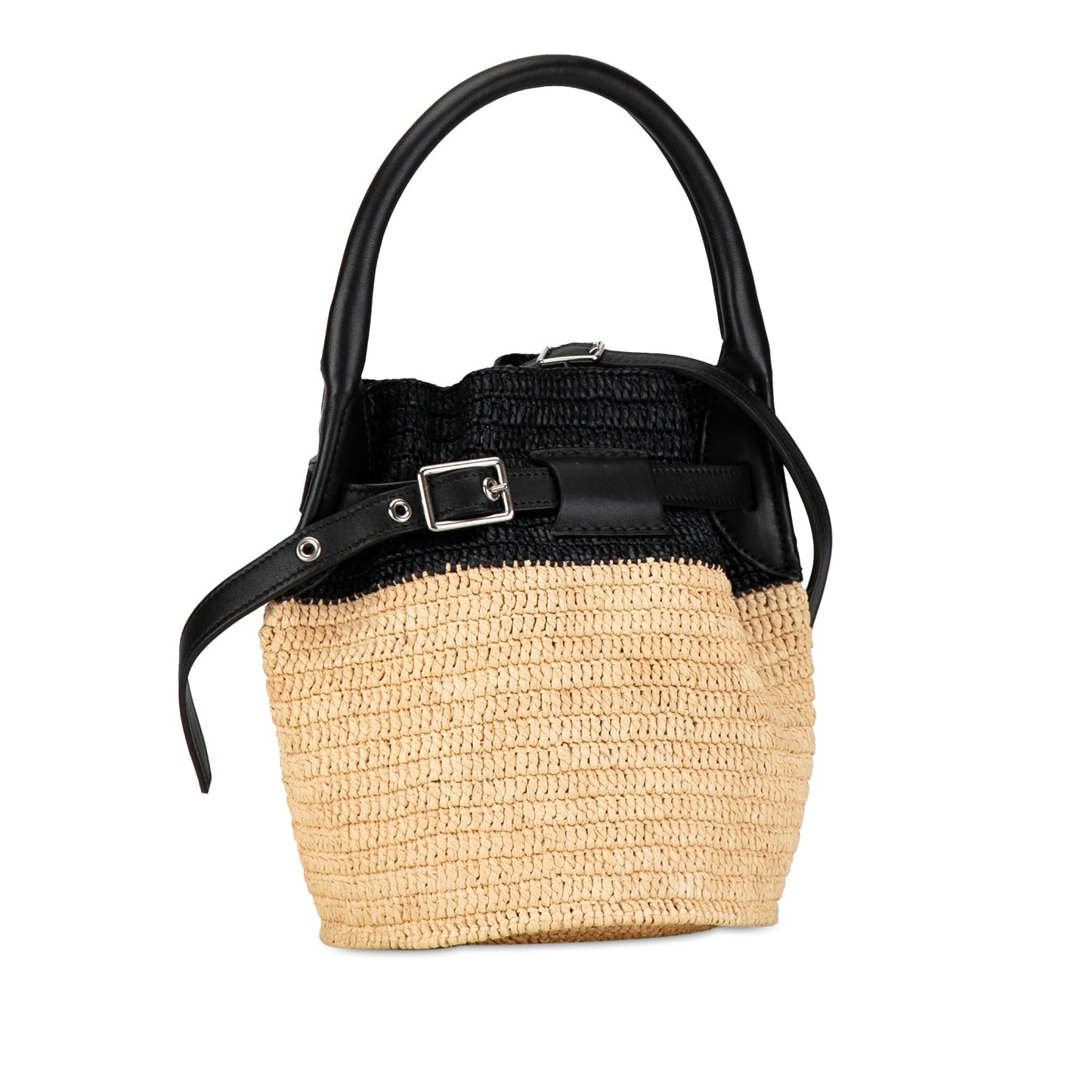 Celine Woven Raffia Nano Bucket Bag Brown