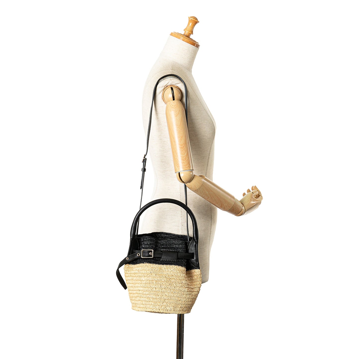 Celine Woven Raffia Nano Bucket Bag Brown