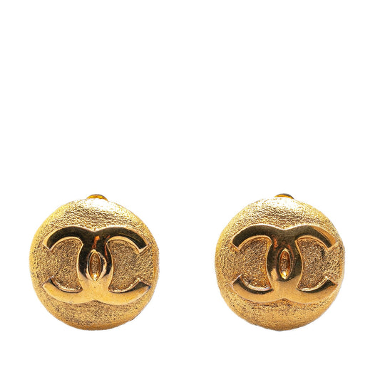 Chanel Gold Plated CC Clip On Earrings Gold