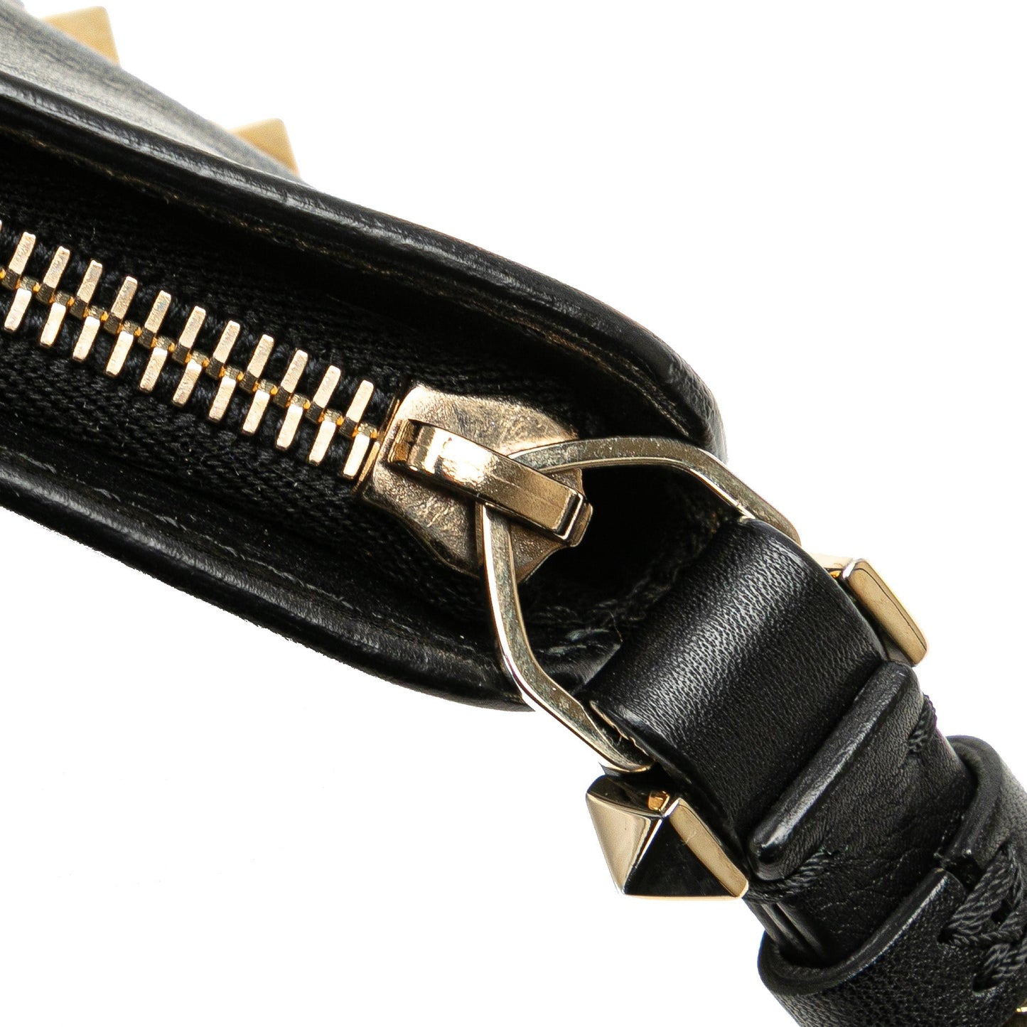Valentino Leather Rockstud Wristlet Clutch Black