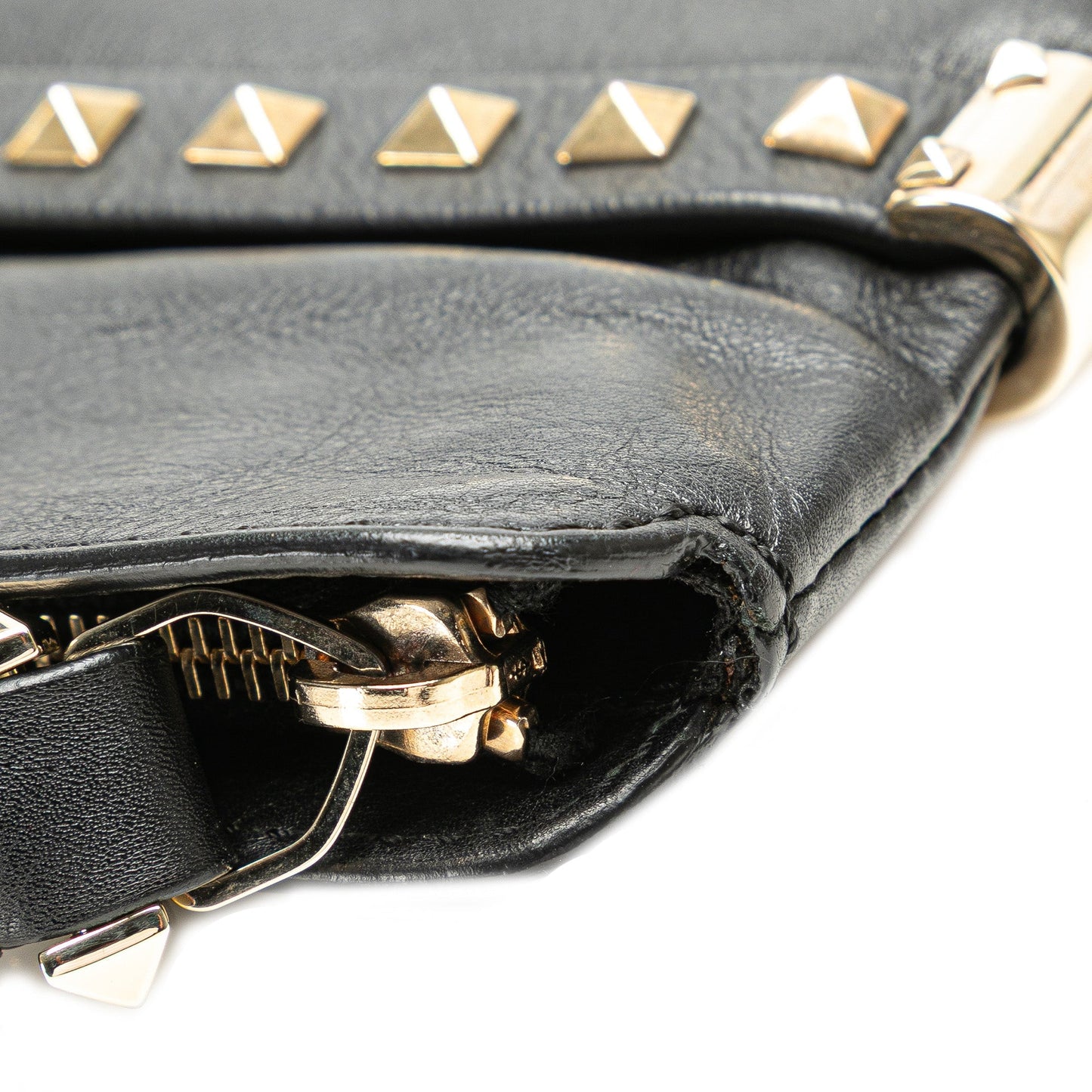 Valentino Leather Rockstud Wristlet Clutch Black