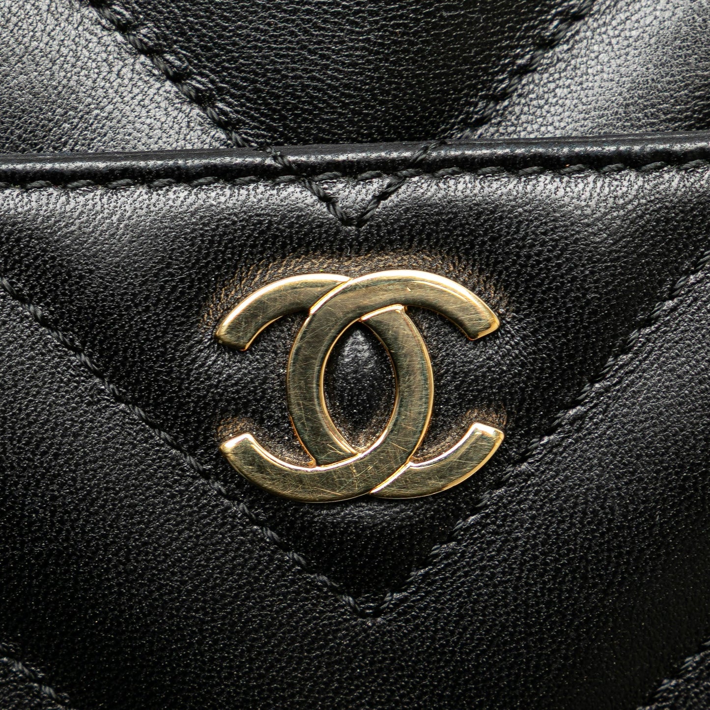 Chanel CC Chevron Lambskin Camera Shoulder Bag Black