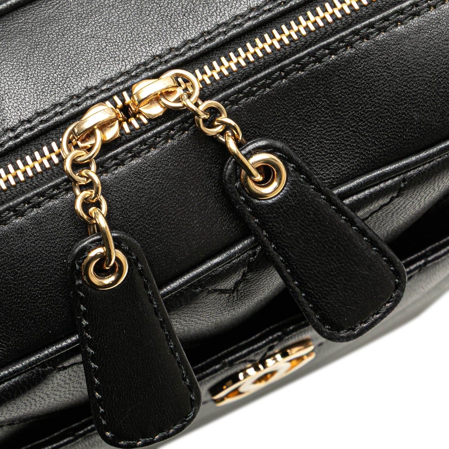 Chanel CC Chevron Lambskin Camera Shoulder Bag Black