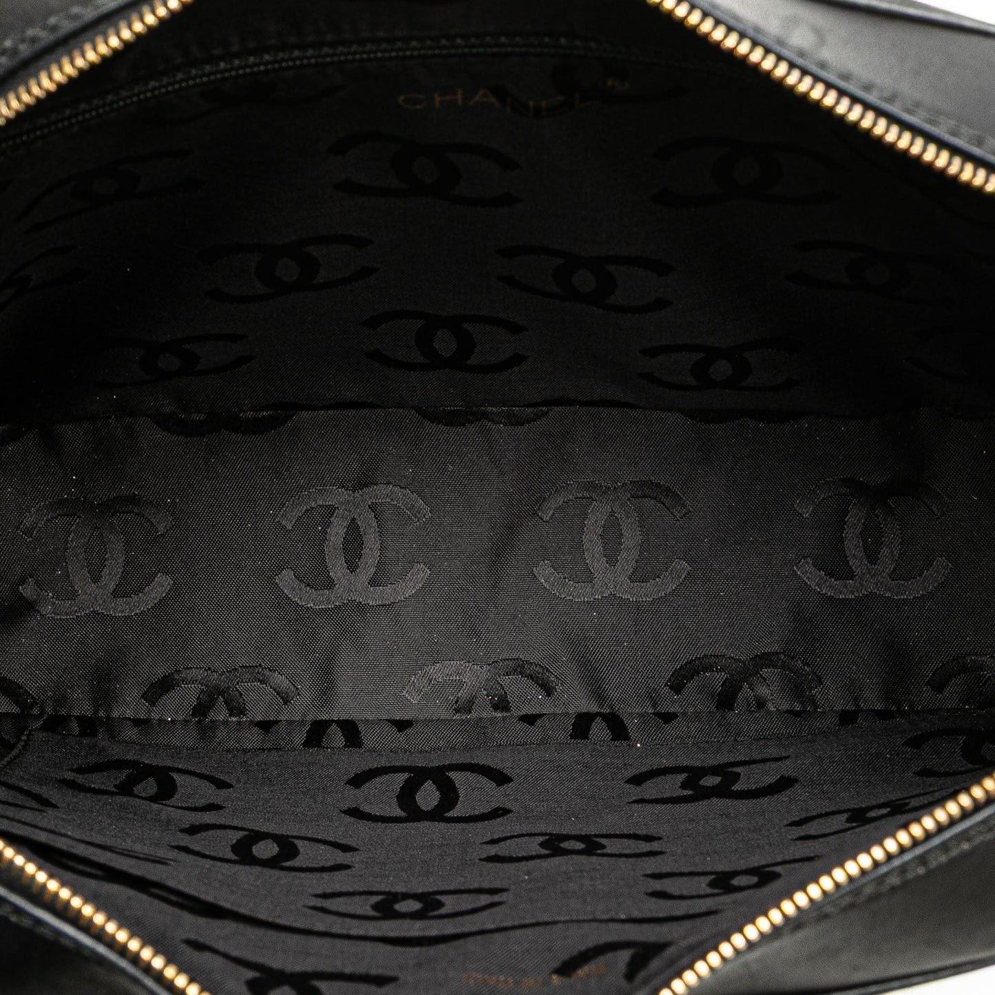 Chanel CC Chevron Lambskin Camera Shoulder Bag Black