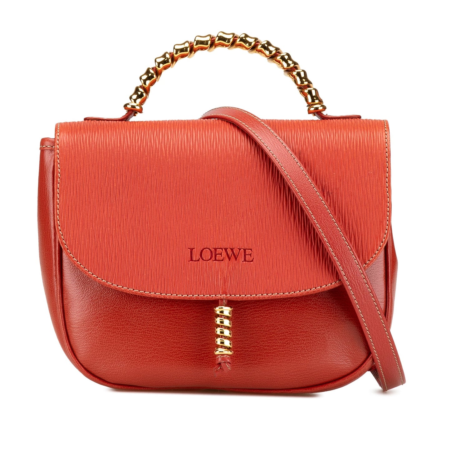 LOEWE Leather Velazquez Satchel Red