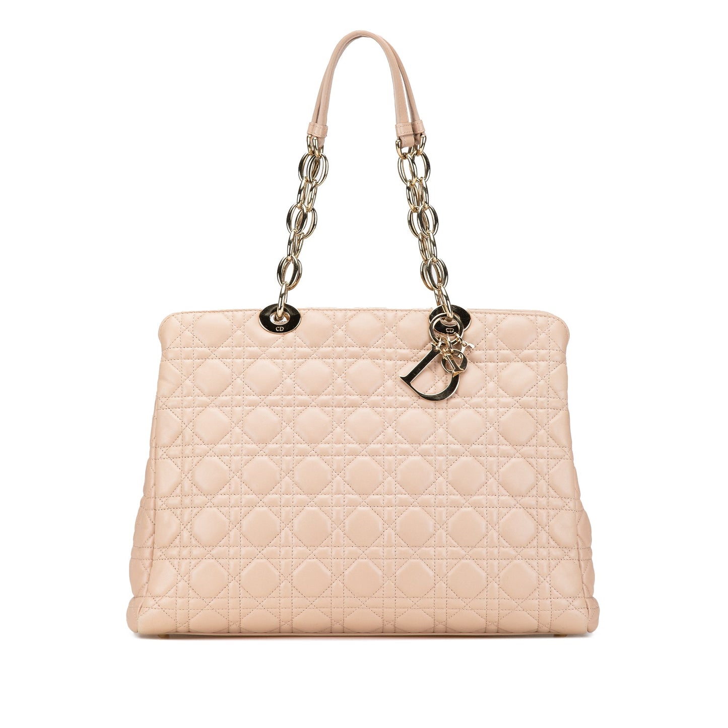 Dior Medium Lambskin Cannage Soft Zipped Shopping Tote Pink