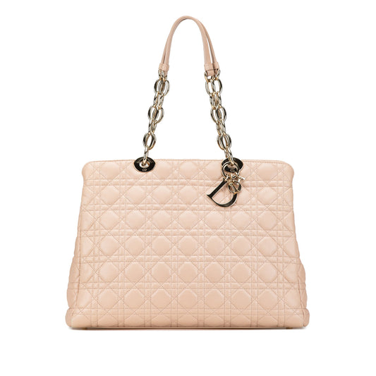 Dior Medium Lambskin Cannage Soft Zipped Shopping Tote Pink