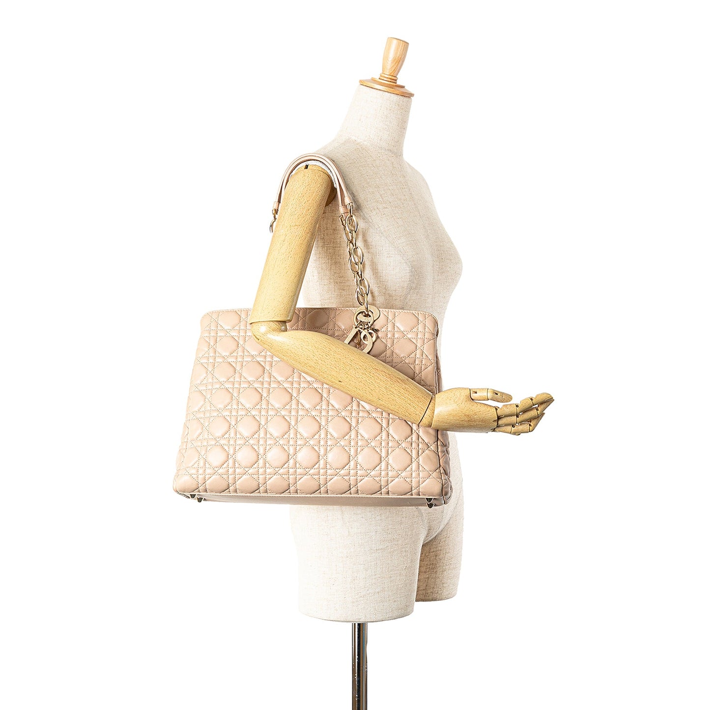 Dior Medium Lambskin Cannage Soft Zipped Shopping Tote Pink