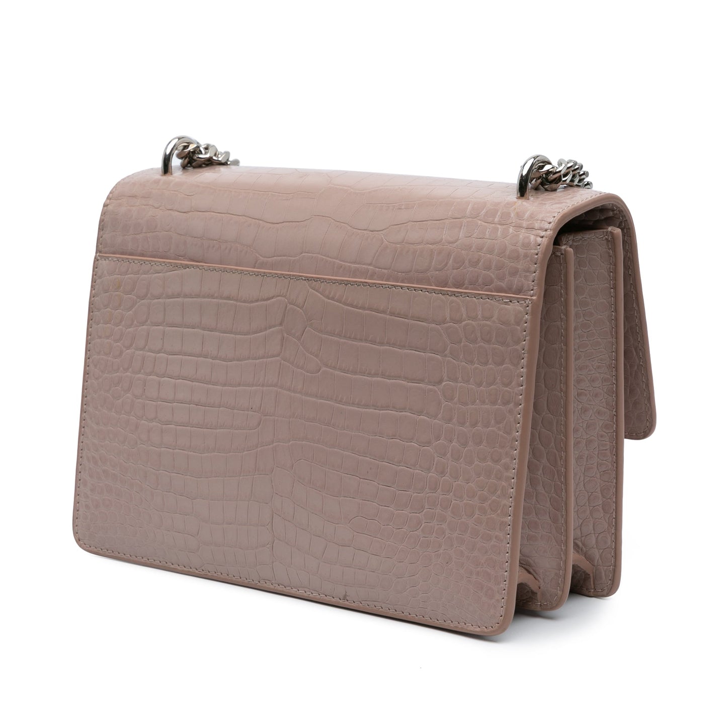 Saint Laurent Medium Croc Embossed Monogram Sunset Bag Pink